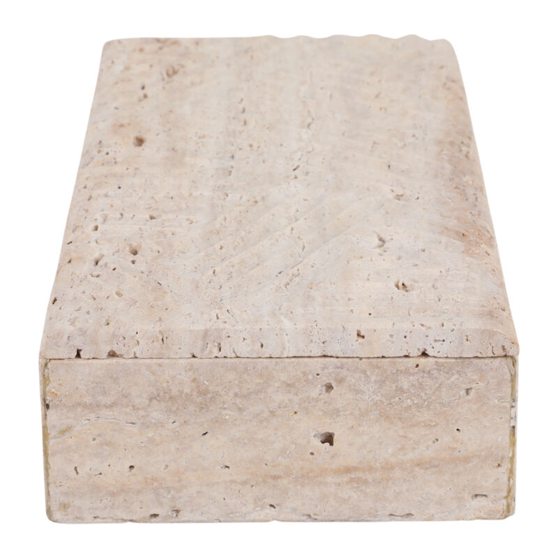 12x6" Carved Travertine Box, Tan image number 2