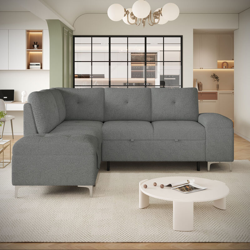 Merax Merax L-shaped Sofa with 2 Cup Holders and 2 USB Ports image number 1