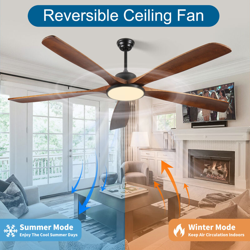 ELEMENT ACE 72-Inch Large Ceiling Fan with Remote Control, Three-Color Dimmable Light, 5 Reversible Blades for Garden, Patio, Farmhouse, Living Room, Bedroom image number 5