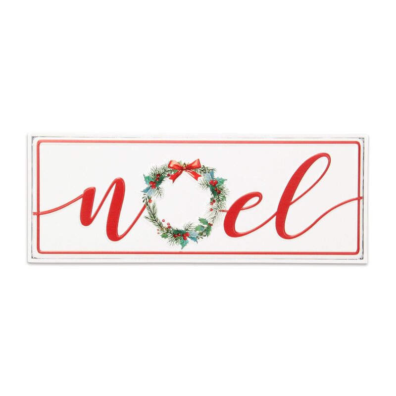 HomeRoots 7" X 19" White and Red Christmas Noel Metal Wall Decor image number 5