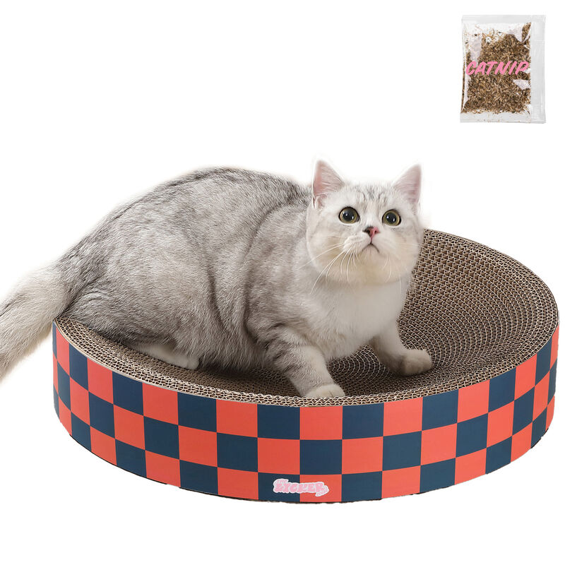 Nelson Modern Cardboard Round Bowl Cat Scratcher with Catnip