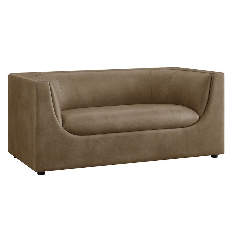 Hilda 67" Curved Back Vegan Leather Loveseat image number 0