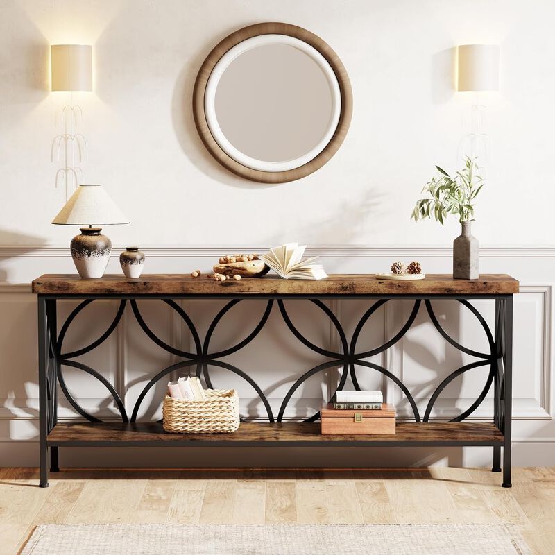Tribesigns Country Rustic 2-Tier Wood Console Table image number 1