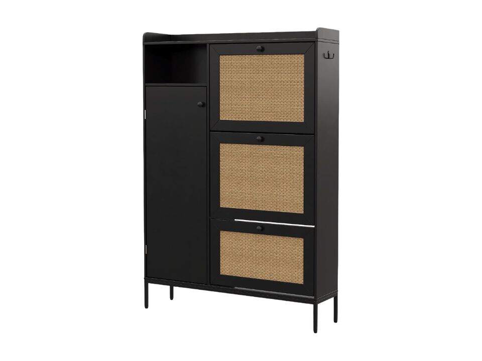 Slim Entryway Shoe Storage Cabinet 3 Tier Flip Drawer Adjustable Space Saving