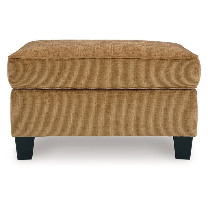 Erin Ottoman with Corner Block Frame, 33 Inch Light Brown Polyester - Benzara