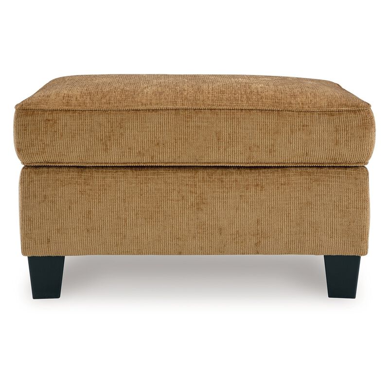 Erin Ottoman with Corner Block Frame, 33 Inch Light Brown Polyester - Benzara