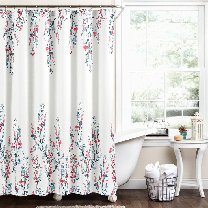 Coral Watercolor Floral Shower Curtain – Elegant Floral Print, Soft & Machine-Washable Fabric