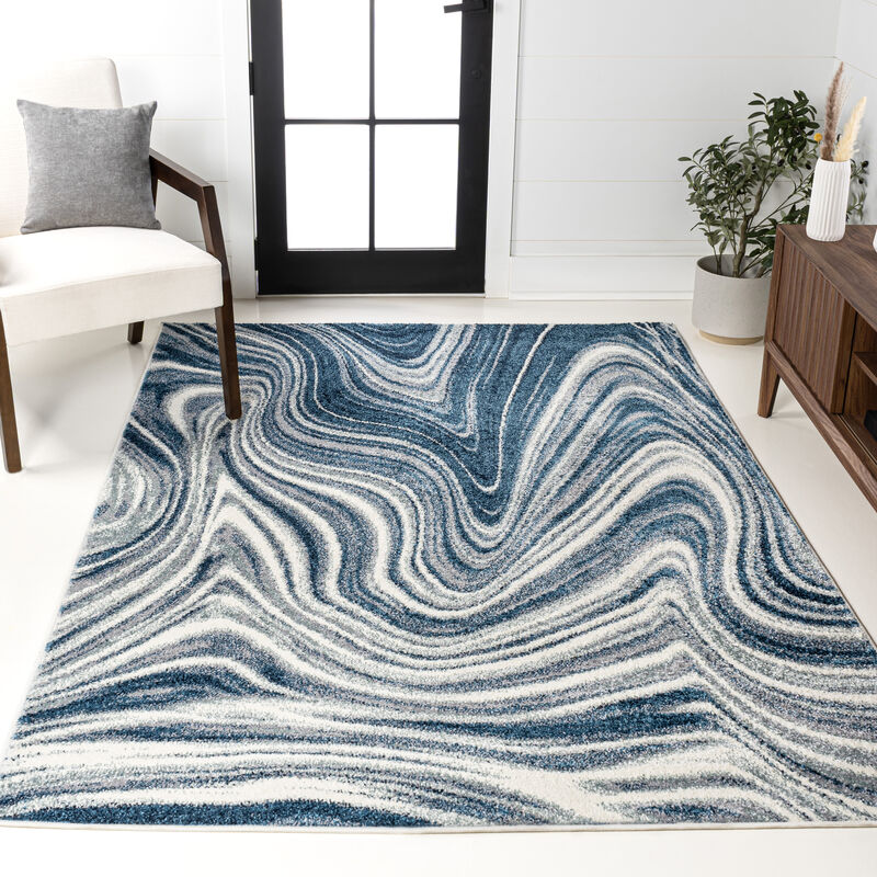 Eleni Contemporary Glam Abstract Marble Area Rug