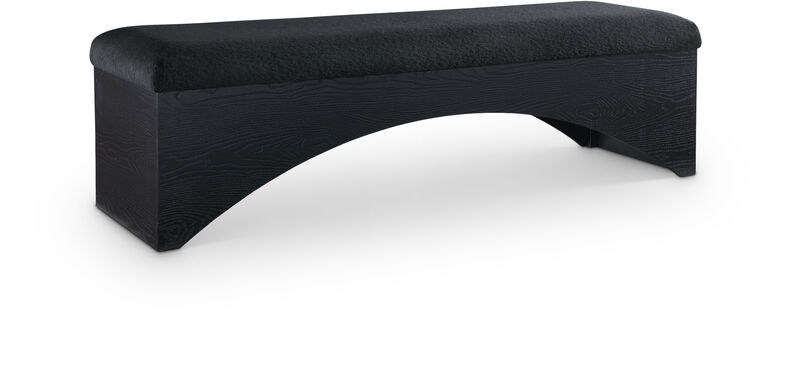 Meridian Furniture Lawson Black Velour Fur Fabric Bench