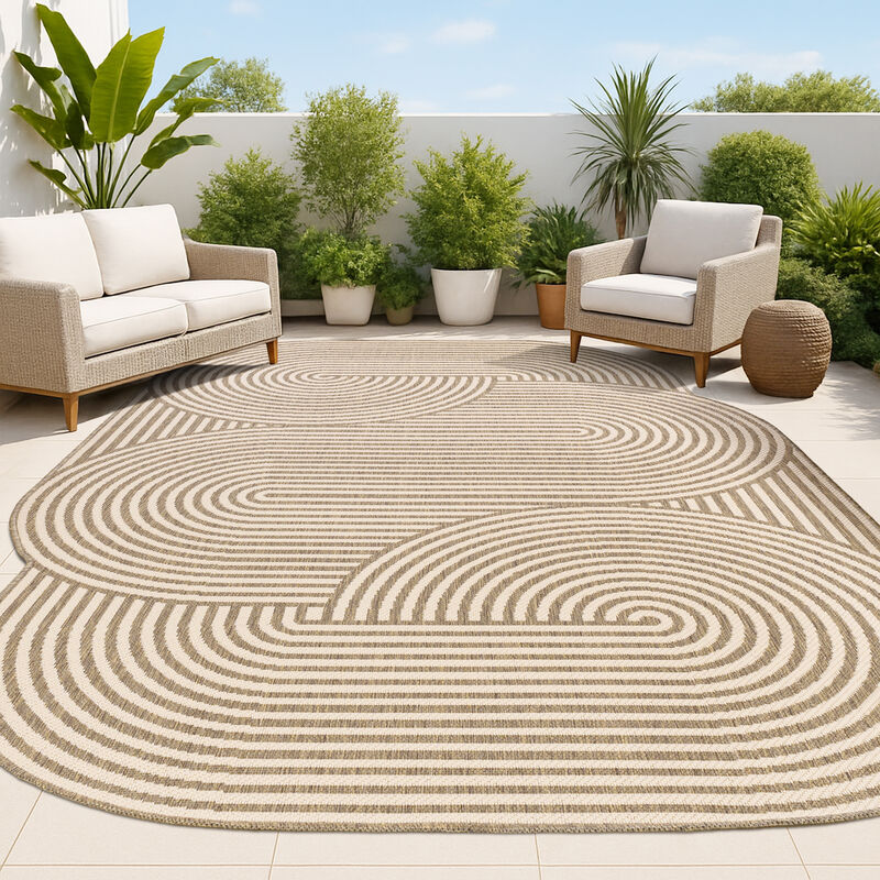 Margot Modern Geometric Arch Stripe Indoor/Outdoor Shaped Area Rug