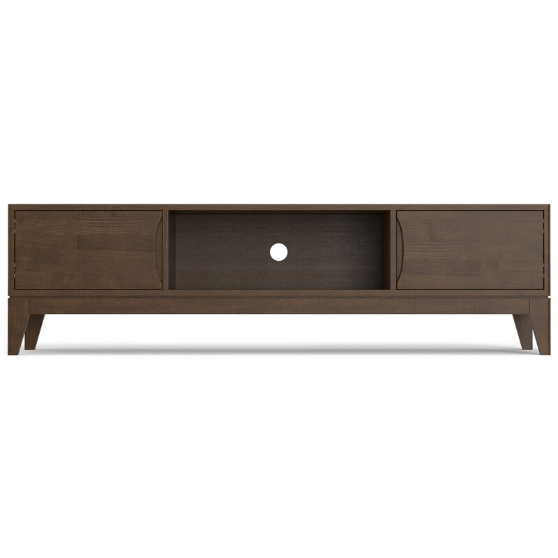 Harper SOLID HARDWOOD 72 inch Wide Mid Century Modern TV Media Stand in Walnut Brown For TVs up to 80 inches
