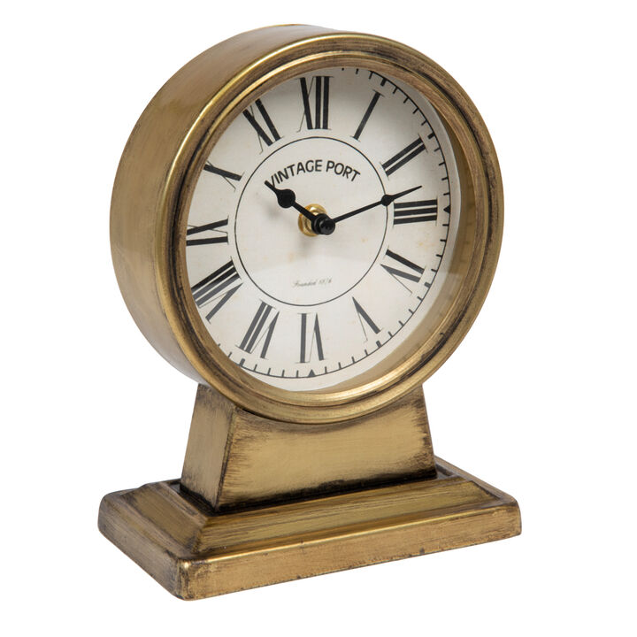 Decorative Metal Mantel Clock, Gold Finish