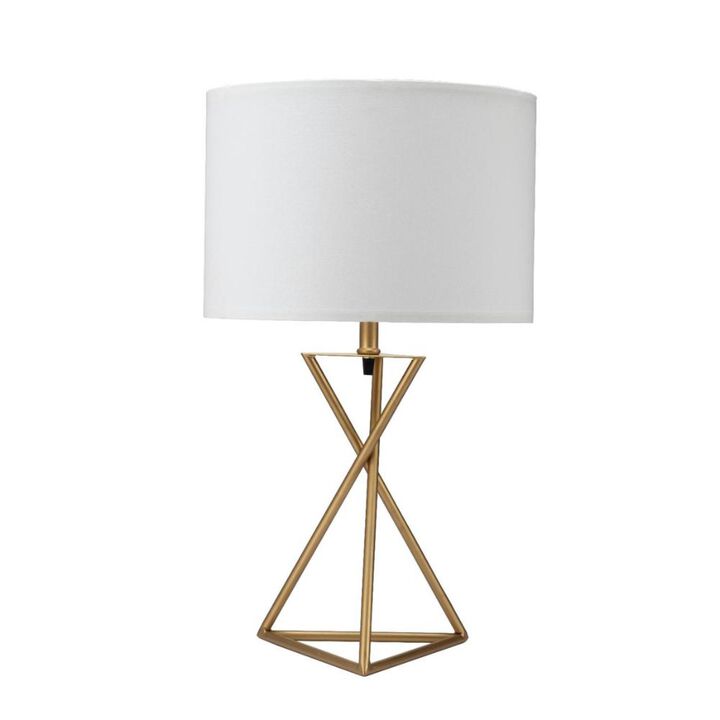Hivvago Contemporary Gold Geo Table Lamp with White Shade