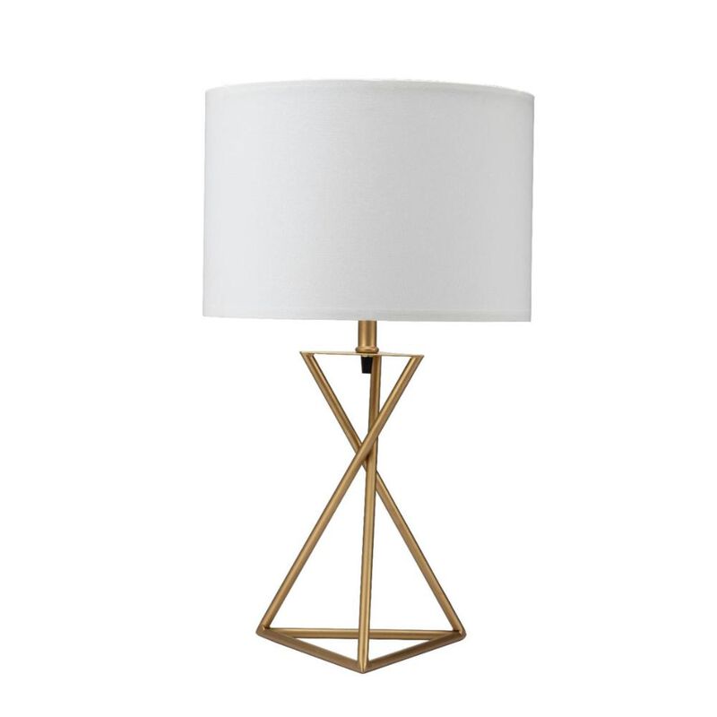 Hivvago Contemporary Gold Geo Table Lamp with White Shade