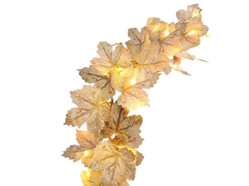 2-Pack Lighted Fall Garland &ndash; 13FT Maple Leaf String with 40 LEDs for Indoor/Outdoor Autumn, Thanksgiving & Holiday Decor