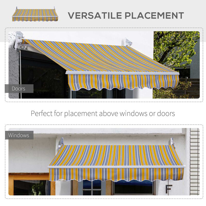 Mixed Color Shade: 8'x7' Manual Retractable Patio Sun Awning