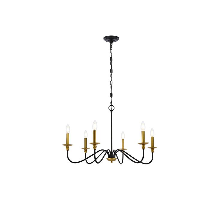 Living District Home Decorative Rohan 30 inch chandelier in matte black and brass