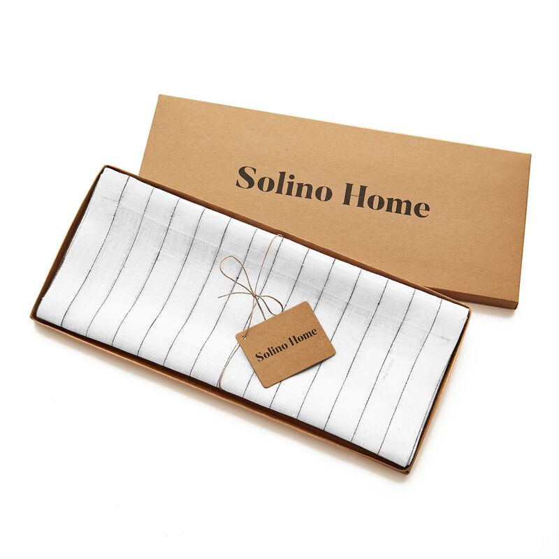 Christmas Linen Table Runner - Pinstripe, Solino Home