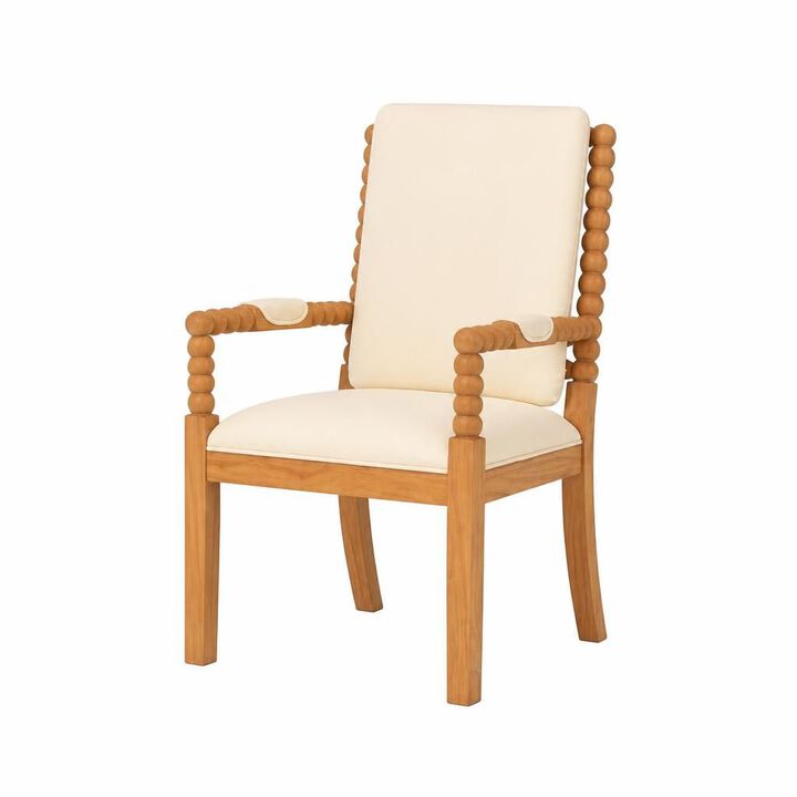 GOODSILO Set of 2 Solid Rubber Wood Upholstered Dining Chairs, Ergonomic Comfortable Seating for Dining Room Kitchen Restaurant and Cafe