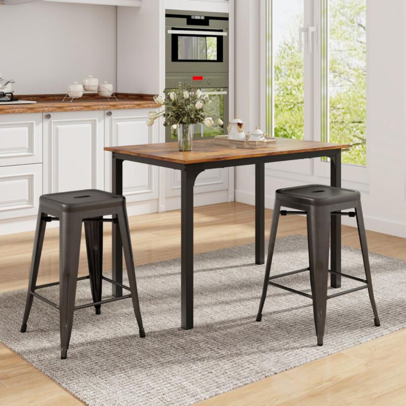 Hivvago 24 Inch Set of 4 Tolix Style Counter Height Barstool Stackable Chair