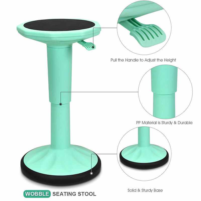 Costway Wobble Chair Height Adjustable Active Learning Stool Sitting Home Office Green Backless Silicone