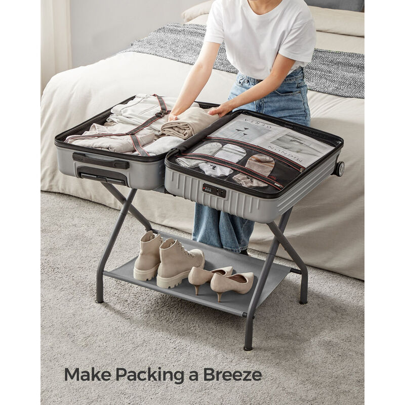 Luggage Rack with Storage Shelf - Functional Travel Accessory and Convenient Storage Solution