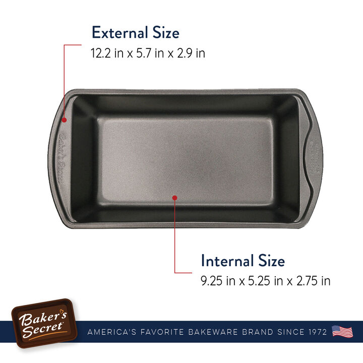 Baker's Secret 12" Loaf Pan, Thick Carbon Steel & Non-stick coating, 9" baking capacity, Dark Gray Classic Line