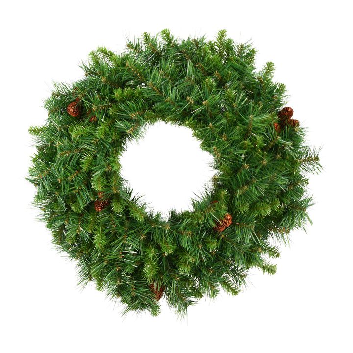 Vickerman 42" Cheyenne Pine Artificial Christmas Wreath with 360 PVC Tips - Indoor and Outdoor Use- Seasonal Holiday Decor - Featuring Pinecones for a Realistic Look