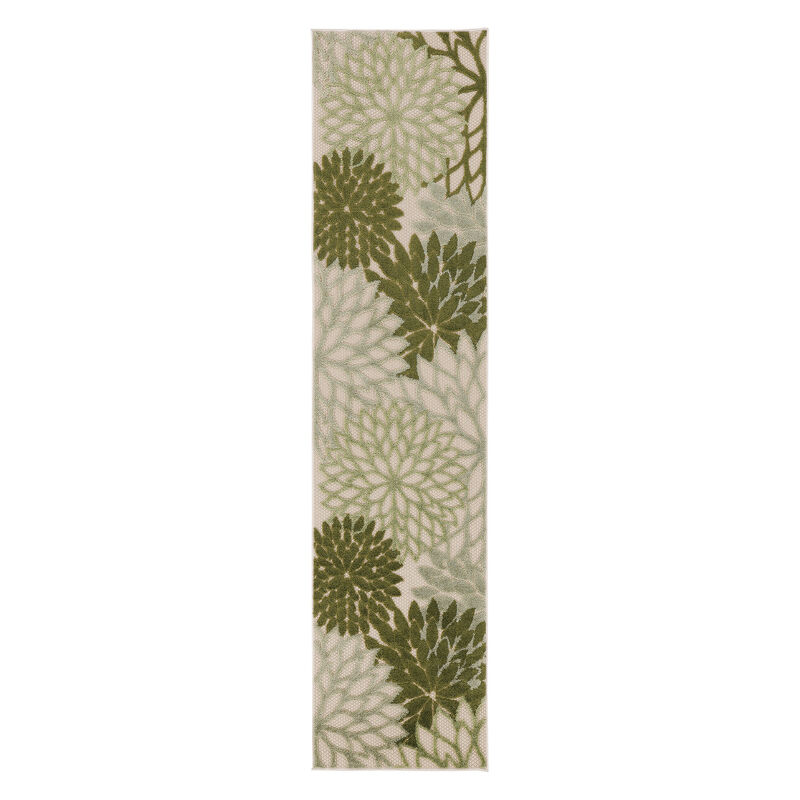 HomeRoots 6' Ivory And Green Floral Indoor Outdoor Runner Rug image number 0