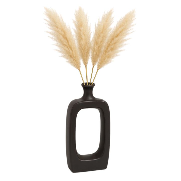 Cer, 14" Vase W/cutout, Black