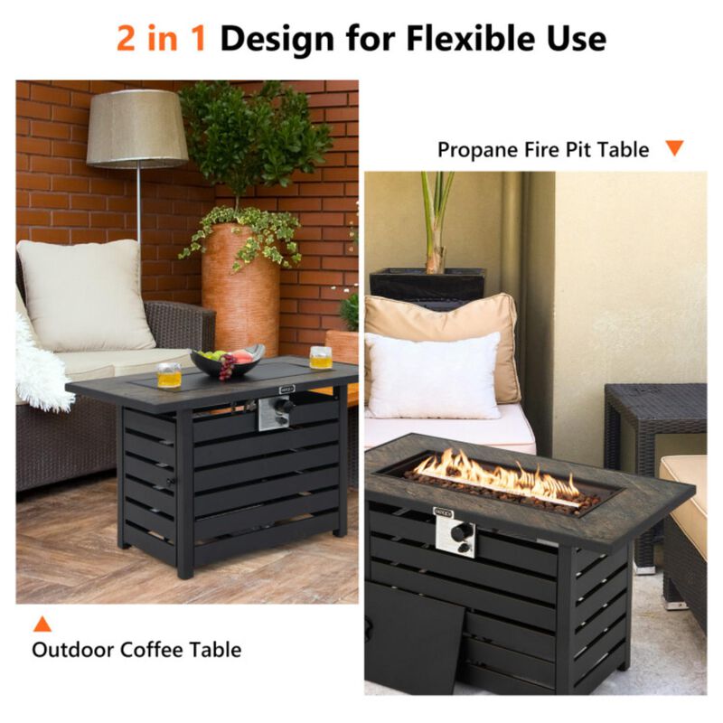 Hivvago 42 Inch 50000 BTU Propane Fire Pit Table with Ore Powder Surface