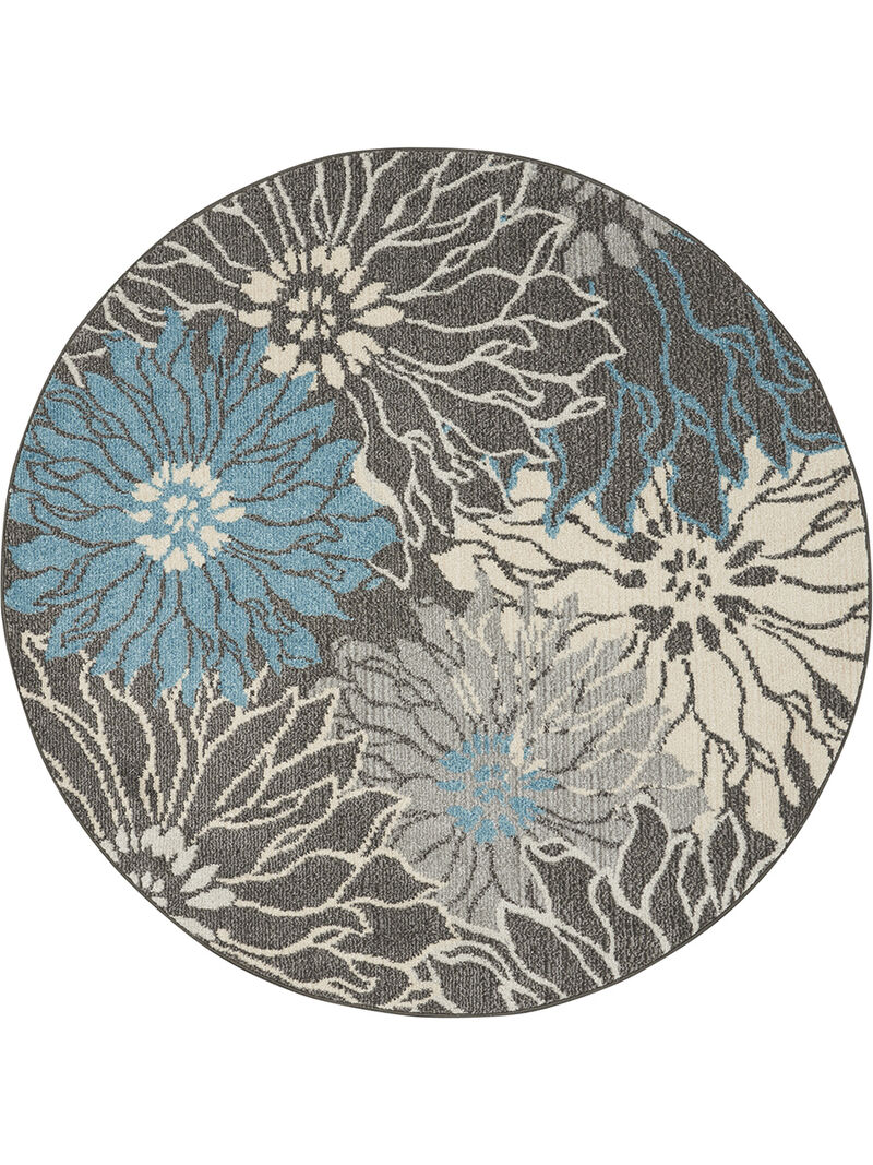 Passion PSN17 Chracoal/Blue 4' x Round Rug