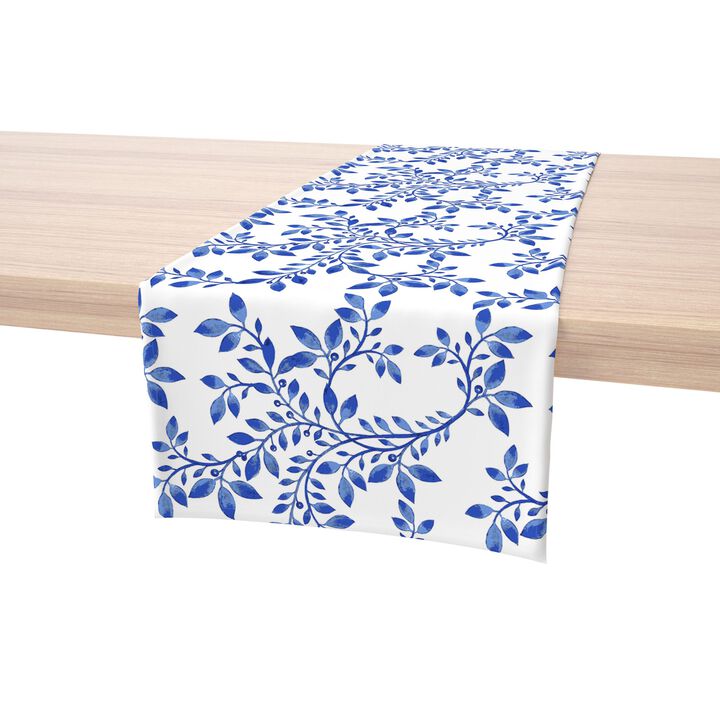 Fabric Textile Products, Inc. Table Runner, 100% Cotton, Swirly Blue Vines