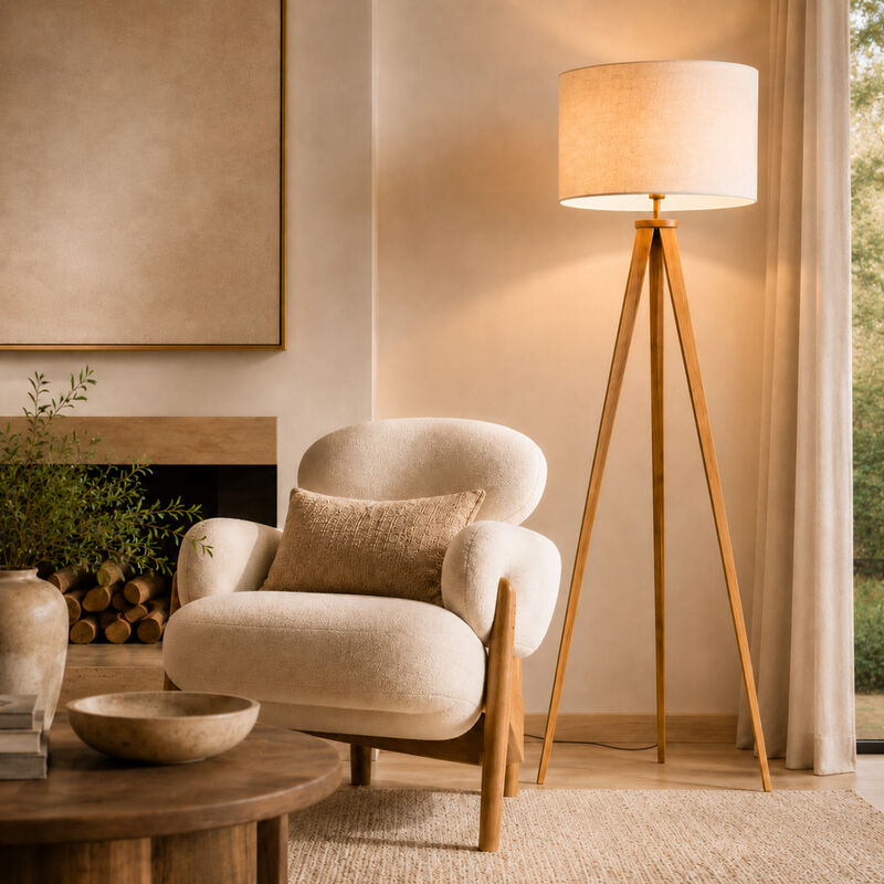 Romanza 60" modern Tripod Floor Lamp with Drum Shade image number 8