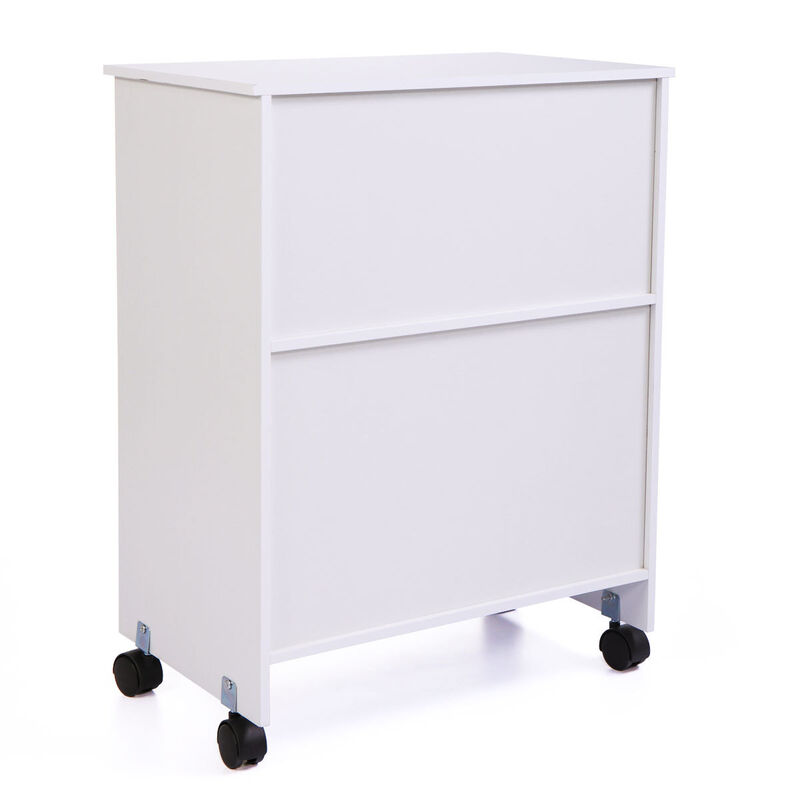 Wood Kitchen Microwave Cabinet Cart with 4 Universal Wheels and Roomy Inner Space for Home Use, White