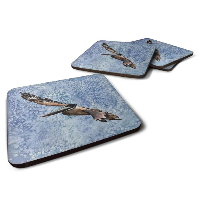 Caroline's Treasures 8150FC Bird-Pelican Foam Coasters (Set of 4), 3.5 H x 3.5 W, Multicolor