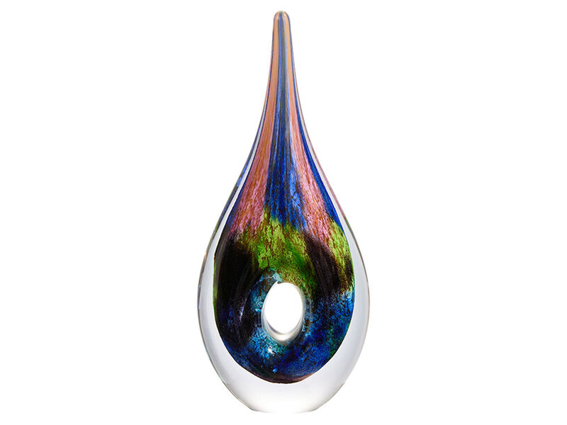 Hand Blown Abstract Hollow Tear Drop Sommerso Art Glass Sculpture