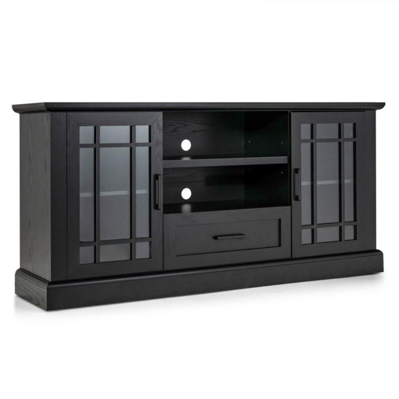 Hivvago TV Stand for TVs up to 70  with Glass Doors Cubbies and Drawer