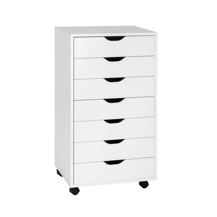 Hivvago 7-Drawer Chest Storage Dresser Floor Cabinet Organizer with Wheels-White