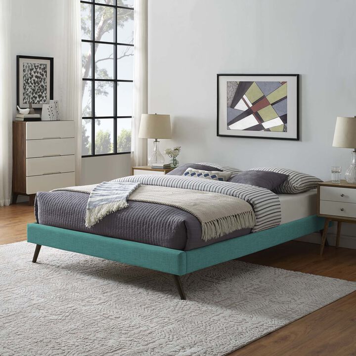 Modway - Loryn King Fabric Bed Frame with Round Splayed Legs Teal