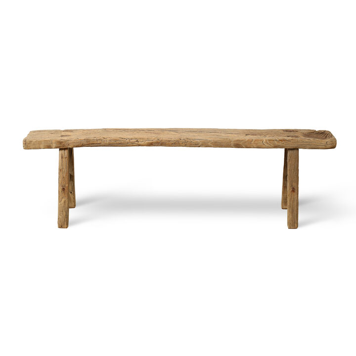 Vintage Reclaimed Wood Accent Bench in Natural