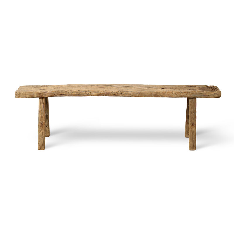 Vintage Reclaimed Wood Accent Bench in Natural image number 0
