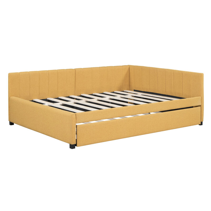 Whisen Classic Design Full Size Upholstered Daybed with Trundle image number 4