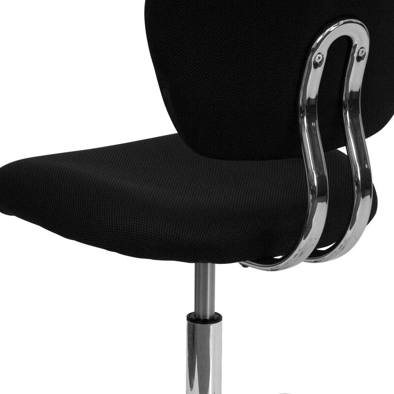 Beverly Mid-Back White Mesh Padded Swivel Task Office Chair with Chrome Base image number 6