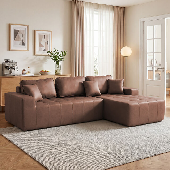 Kipur Faux Leather L-Shaped Sectional Couch