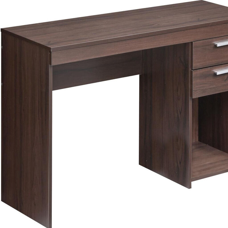 HomeRoots 48" Espresso Wood Pedestal Computer Desk With Two Drawers image number 4