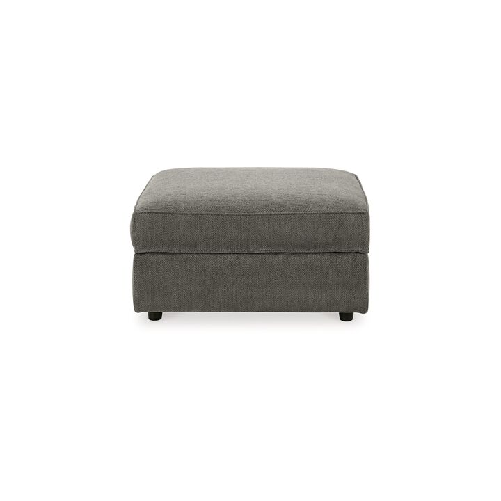 Fola Square Accent Ottoman, 37 Inch Gray, Cupholders with Storage
