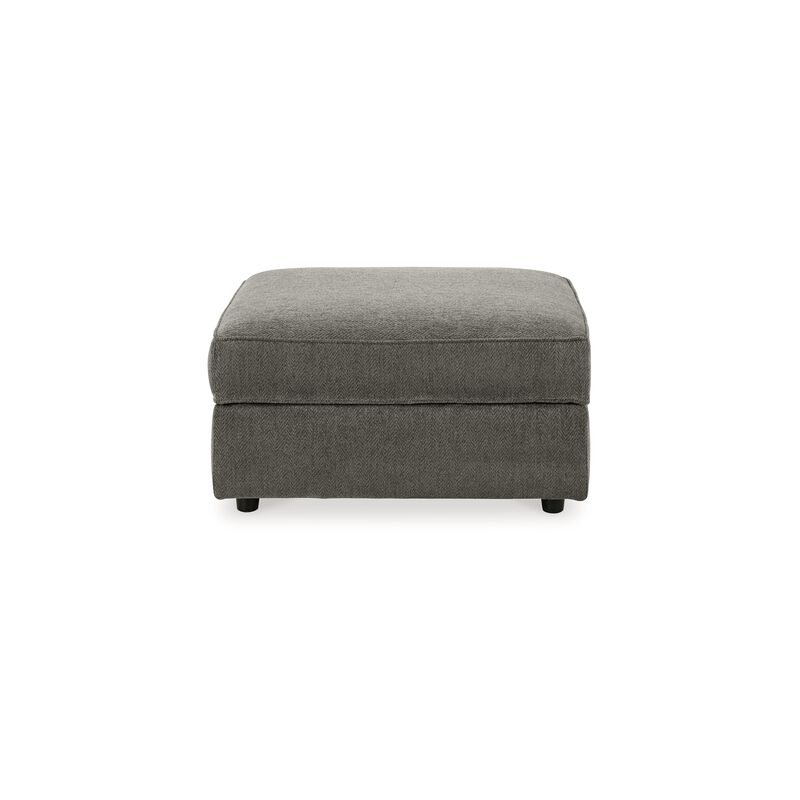 Fola Square Accent Ottoman, 37 Inch Gray, Cupholders with Storage