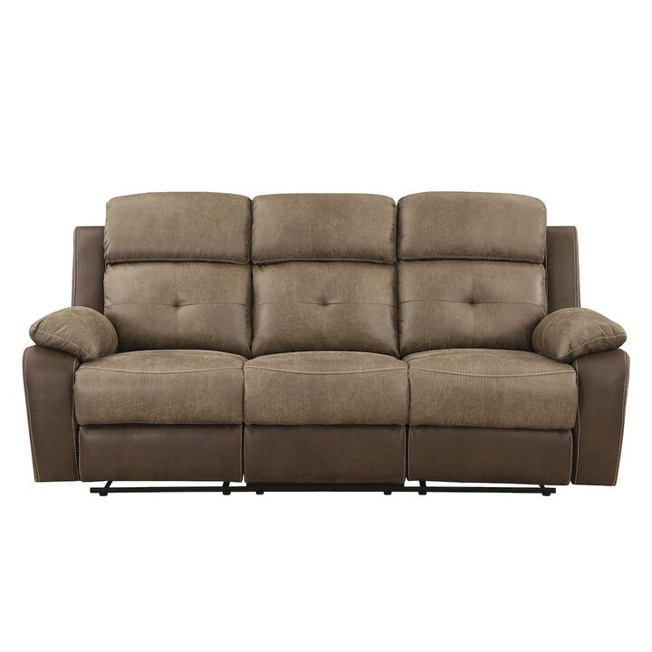 Lexicon Glendale Microfiber Double Reclining Sofa In Brown