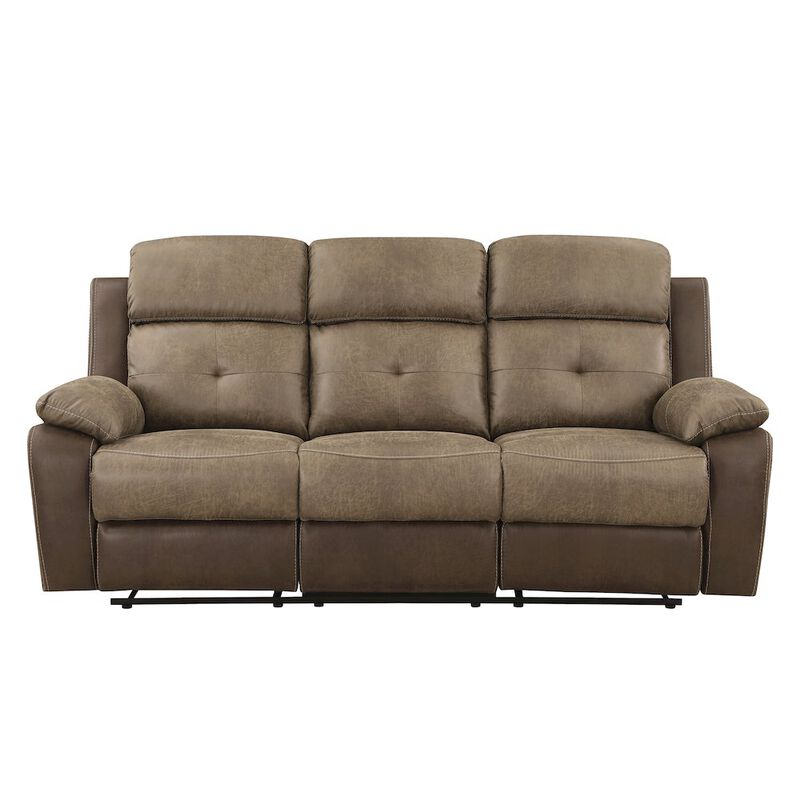 Lexicon Glendale Microfiber Double Reclining Sofa In Brown